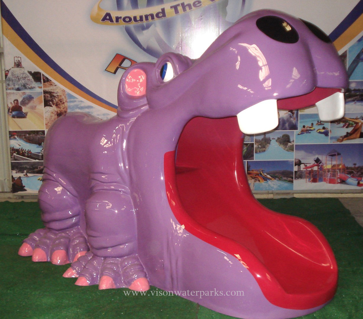 Fiberglass hippopotamus slide