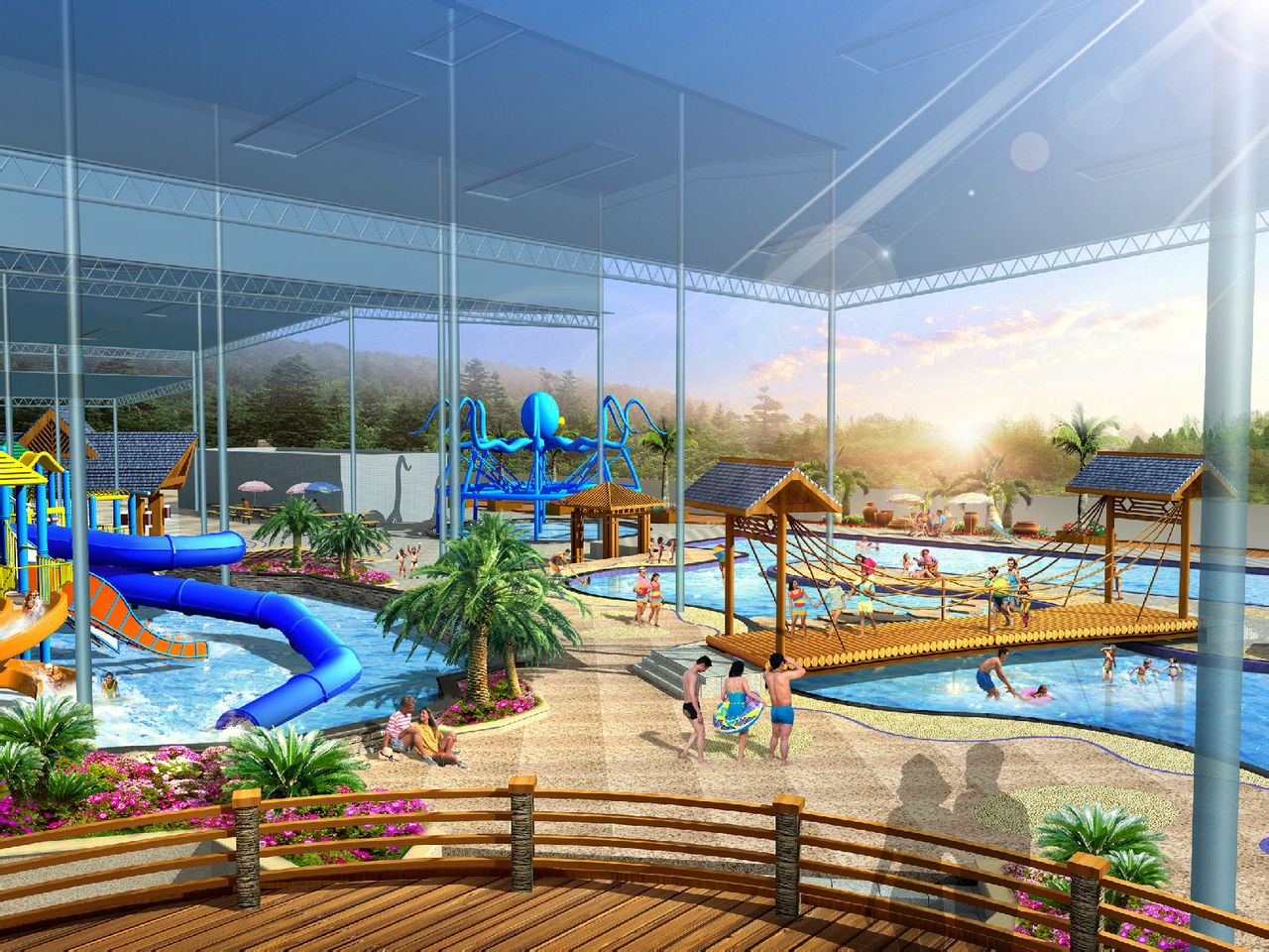 What is the cost to build a 30,000 sq. ft.(2787sqm) indoor water park?