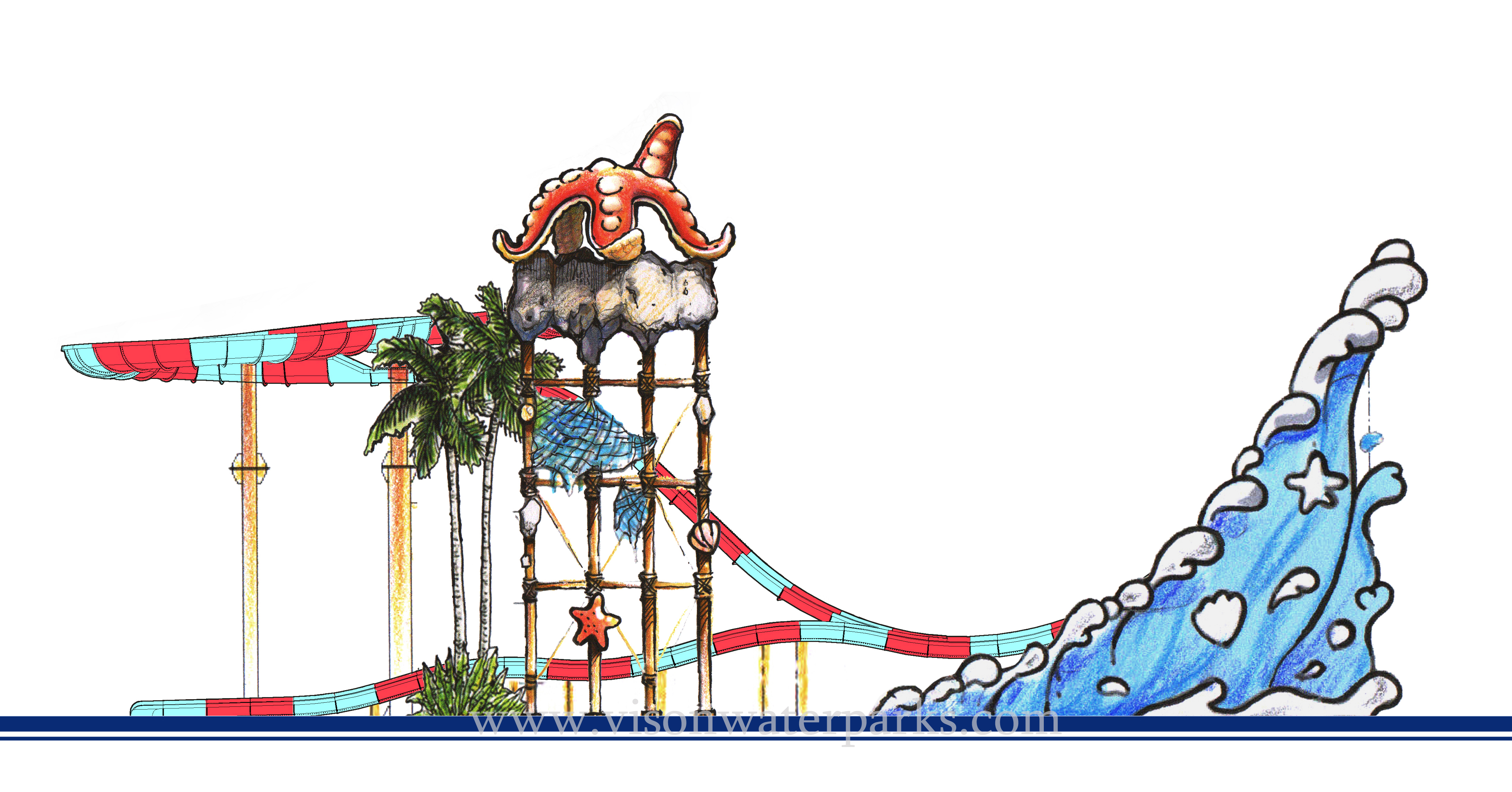 Design: boomerang water slide thematic decoration