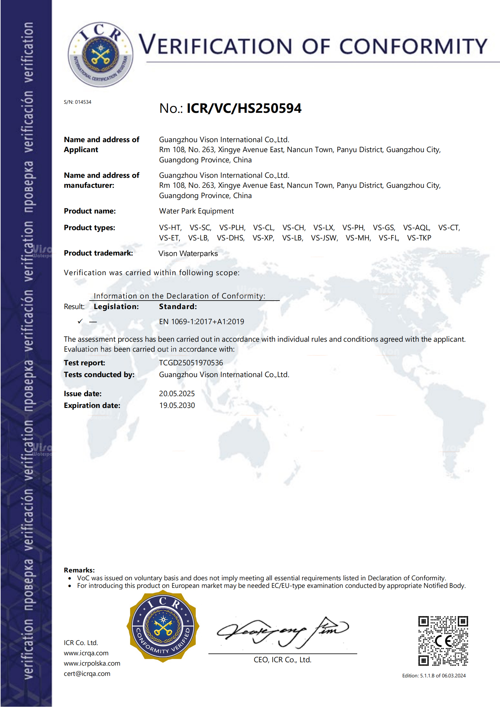 NEW CE cetification issued